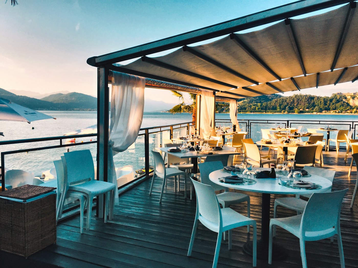Restaurant dining room set for the evening’s bookings
